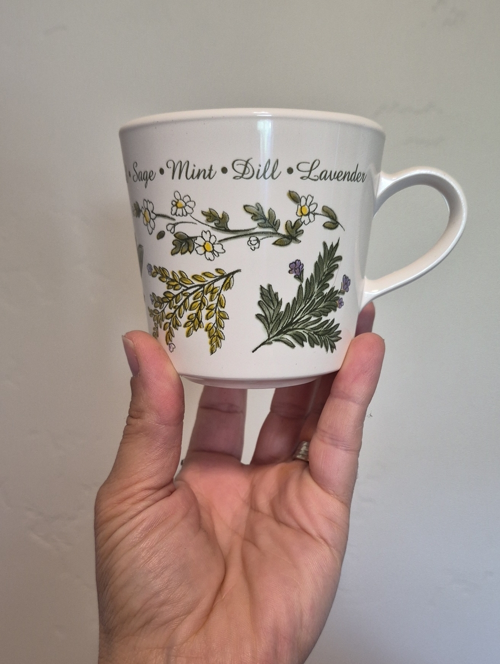 Corning Herb Garden White Ceramic Mug with Botanical Print